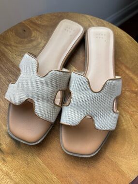 Woven Slide Sandals in Beige - Women's Casual Comfort Target A New Day